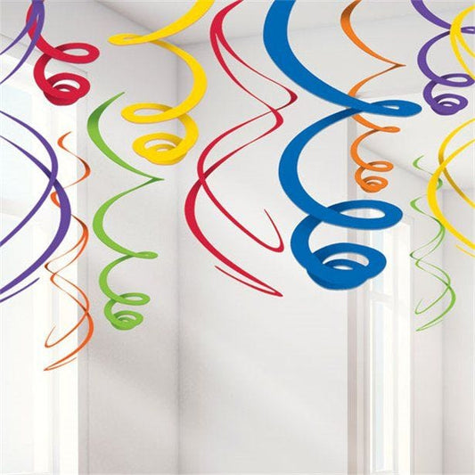 Rainbow Hanging Swirls Decoration - 55cm (12pk)