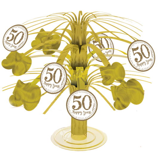 50th Gold Sparkling Wedding Anniversary Table Centrepiece - 19cm