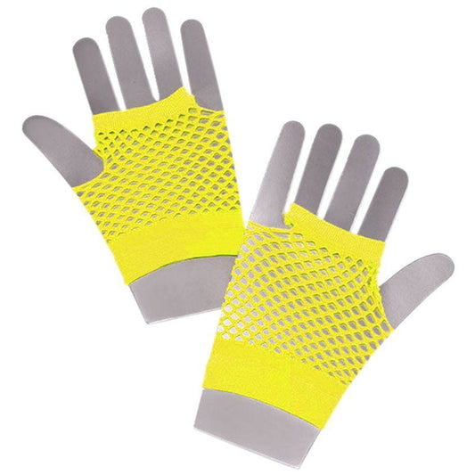 Neon Yellow Fishnet Gloves
