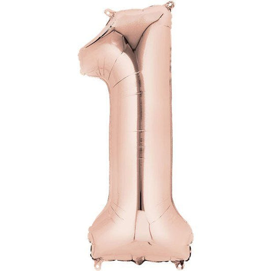 Rose Gold Number 1 Air Filled Balloon - 16" Foil