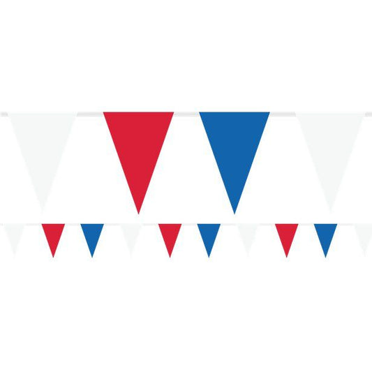 Red, White & Blue Plastic Pennant Bunting - 36m