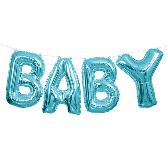 Baby Blue Phrase Balloon Bunting - 14" Foil
