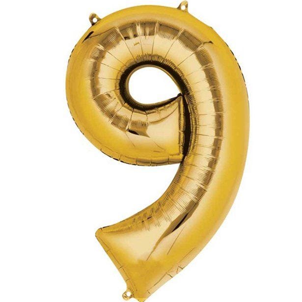 Gold Number 9 Balloon - 16" Foil