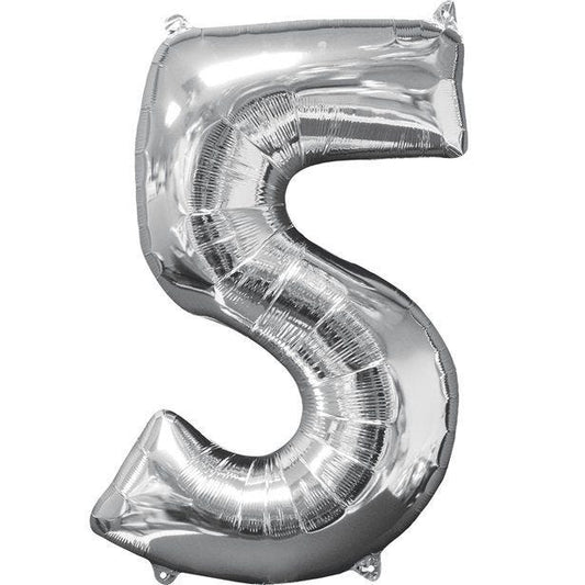Silver Number 5 Balloon - 26" Foil