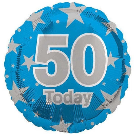 50th Blue Birthday Balloon - 18" Foil