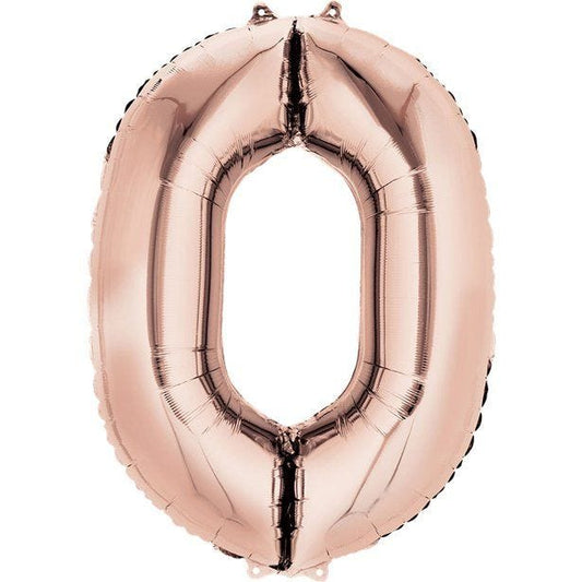 Rose Gold Number 0 Air Filled Balloon - 16" Foil