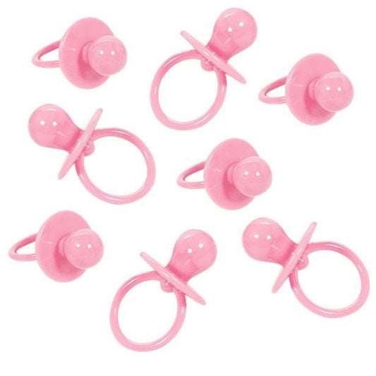 Baby Shower Large Pink Plastic Dummy Charms (8pk)