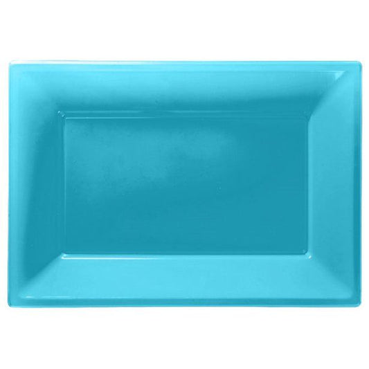Turquoise Plastic Serving Platters - 23cm x 32cm (3pk)