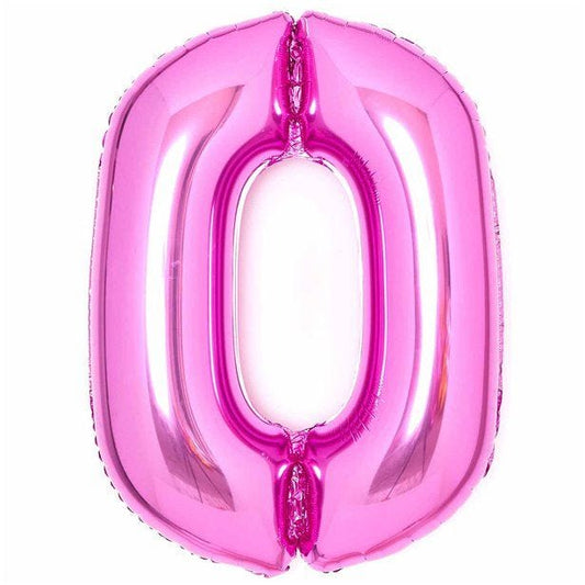 Number 0 Pink Foil Balloon - 34"