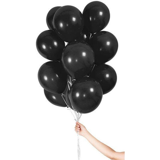 Black Balloons with Ribbon - 9" Latex (30pk)