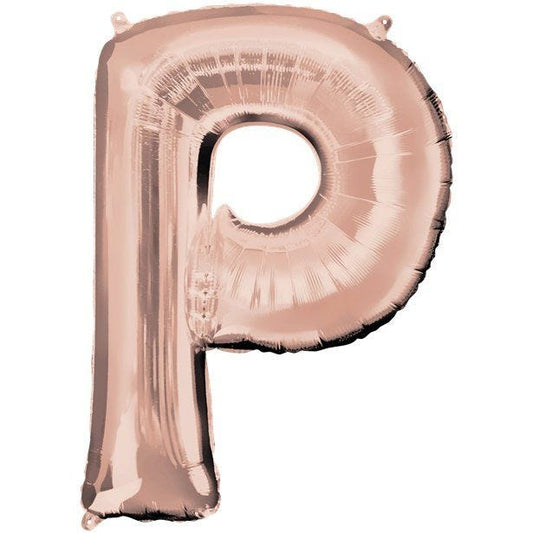 Rose Gold Letter P Air Filled Balloon - 16" Foil