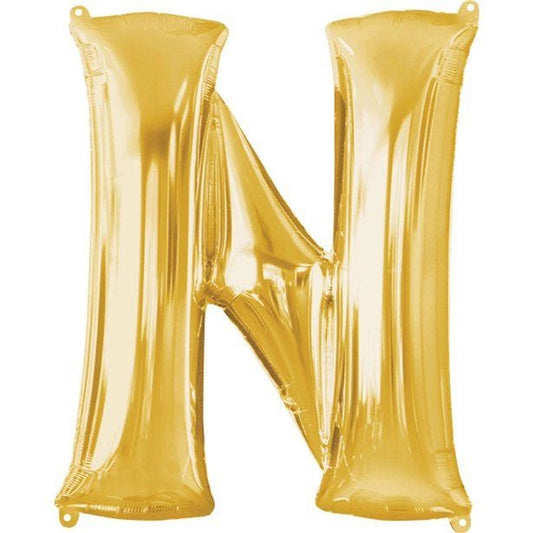 Gold Letter N Balloon - 16" Foil