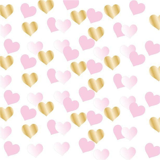 1st Birthday Pink & Gold Heart Confetti