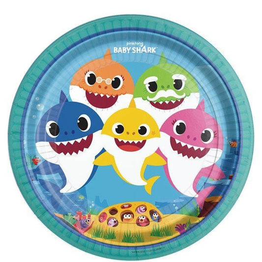 Baby Shark Paper Party Plates - 23cm (8pk)
