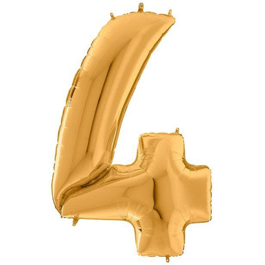 Number 4 Gold Foil Balloon - 64"