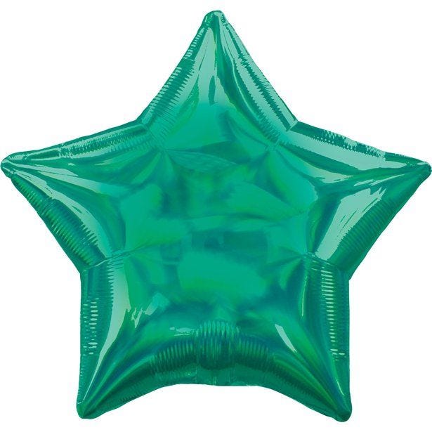 Green Iridescent Star Balloon - 18'' Foil - unpackaged