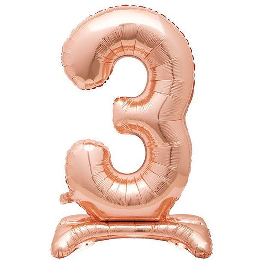 Number 3 Rose Gold Standing Balloon -  30" Foil