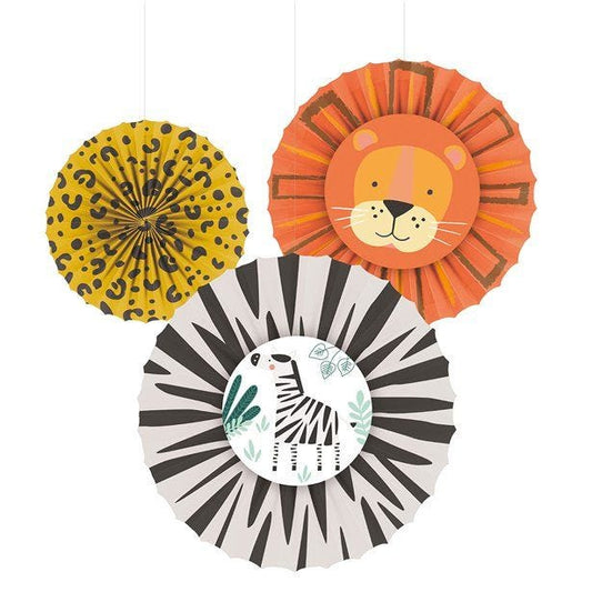 Get Wild Safari Paper Fan Decorations (3pk)