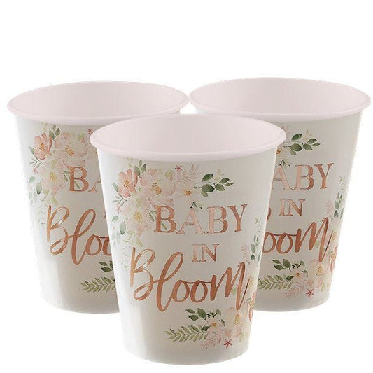 Baby In Bloom Floral Paper Cups - 256ml (8pk)