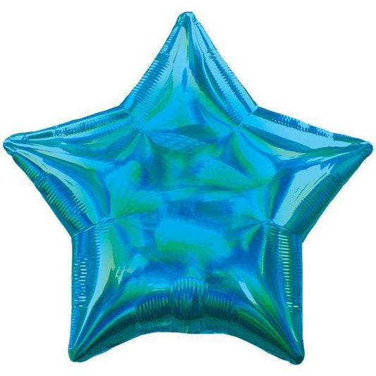 Cyan Iridescent Star Balloon - 18" Foil