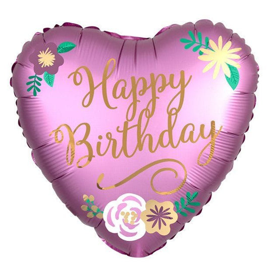 Birthday Satin Heart Balloon - 18" Foil
