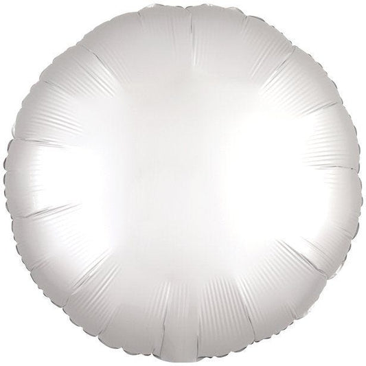 White Satin Luxe  Circle Balloon - 18" Foil