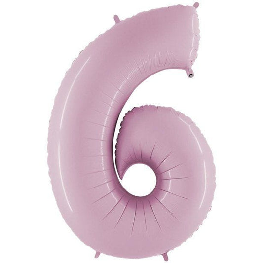 Number 6 Pastel Pink  Foil Balloon - 40"