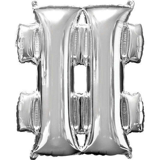 Silver Hashtag Shaped Balloon - 34" Foil