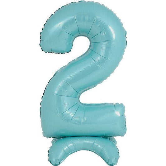 Number 2 Standing Pastel Blue Balloon - 25" Foil