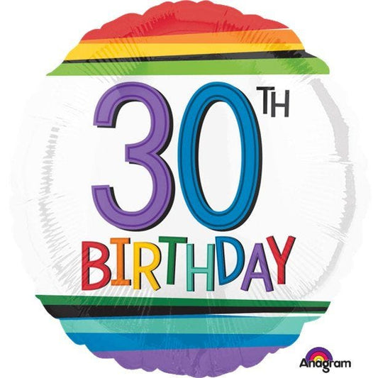 30th Birthday Rainbow Balloon - 18" Foil