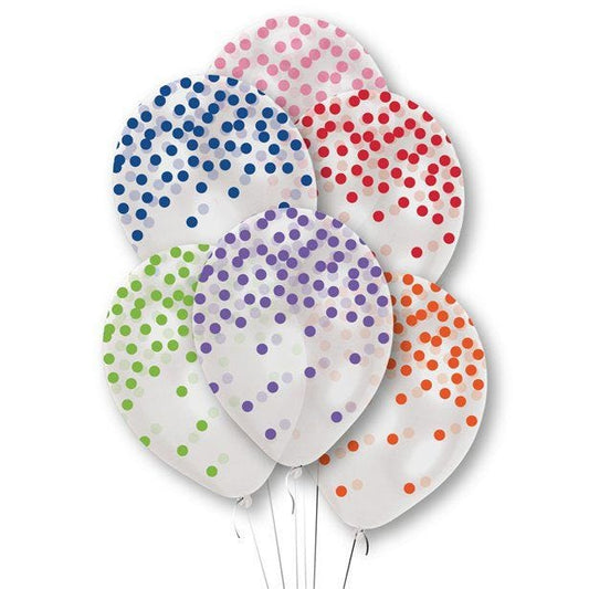 Rainbow Confetti Printed Latex Balloons - 11" (6pk)