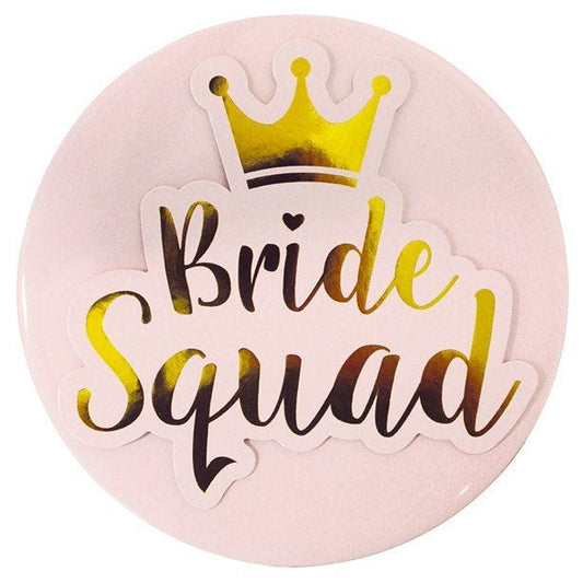 Pink & Gold Bride Squad Badge - 15cm