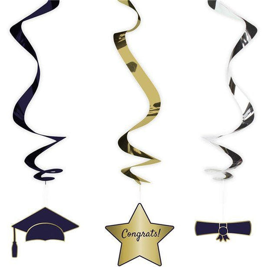 Graduation Swirl Decorations (3pk)