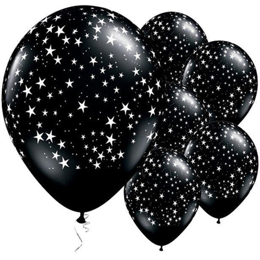 Onyx Black Stars Balloons - 11" Latex (25pk)