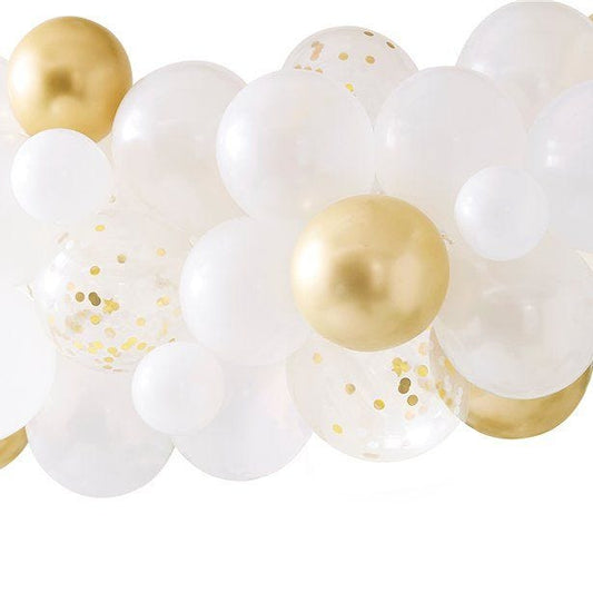 Gold and White Botanical Hen Party Balloon Arch - 55 Balloons