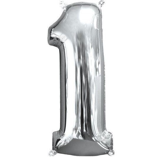 Silver Number 1 Balloon - 26" Foil