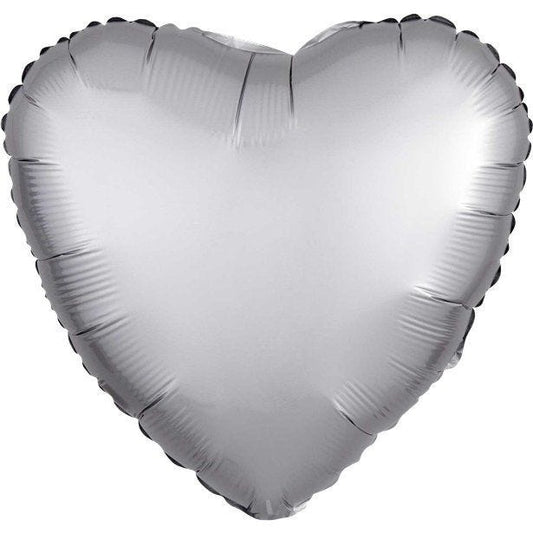 Platinum Satin Luxe Heart Foil Balloon - 18"