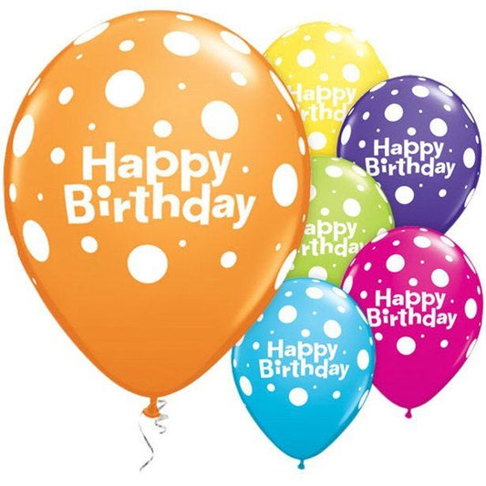 Birthday Big Polka Dots Balloons - 11" Latex (6pk)