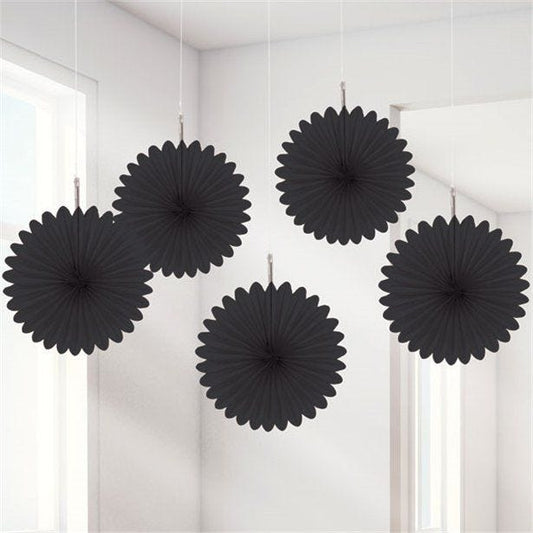 Black Paper Fans - 15.2cm (5pk)