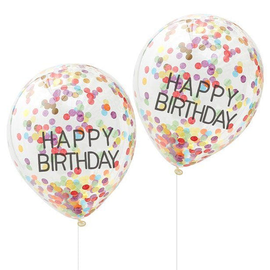 Happy Birthday Confetti Latex Balloons - 12" (5pk)