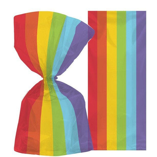 Small Rainbow Plastic Party Bags - 24cm (25pk)