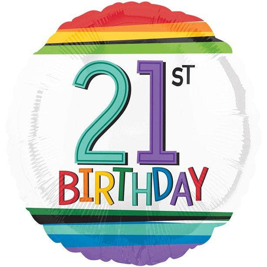 21st Rainbow Birthday Balloon - 18" Foil