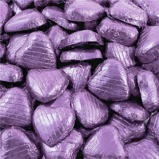 Lilac Foil Chocolate Hearts - 1kg