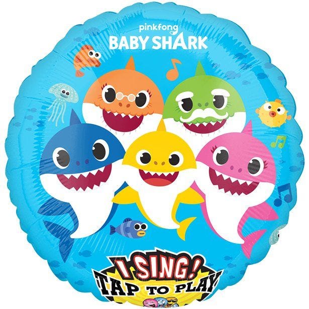 Baby Shark Tap To Sing Foil Balloon - 28"