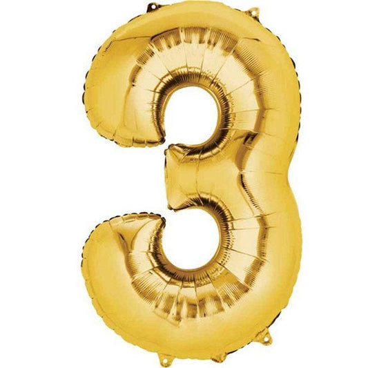 Gold Number 3 Balloon - 16" Foil