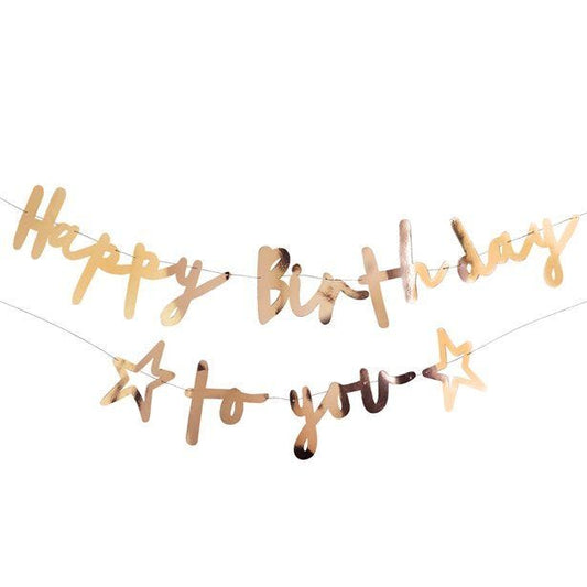 Happy Birthday to You Gold Paper Banner - 2m
