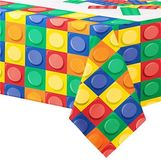 Block Party Plastic Table Cover - 1.37m x 2.59m