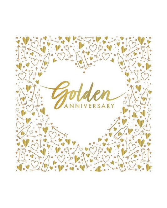 Golden Anniversary Napkins - 33cm (16pk)