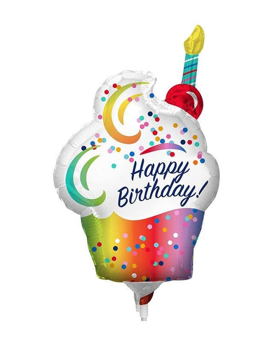 Happy Birthday Cupcake Mini Air-filled Foil Balloon