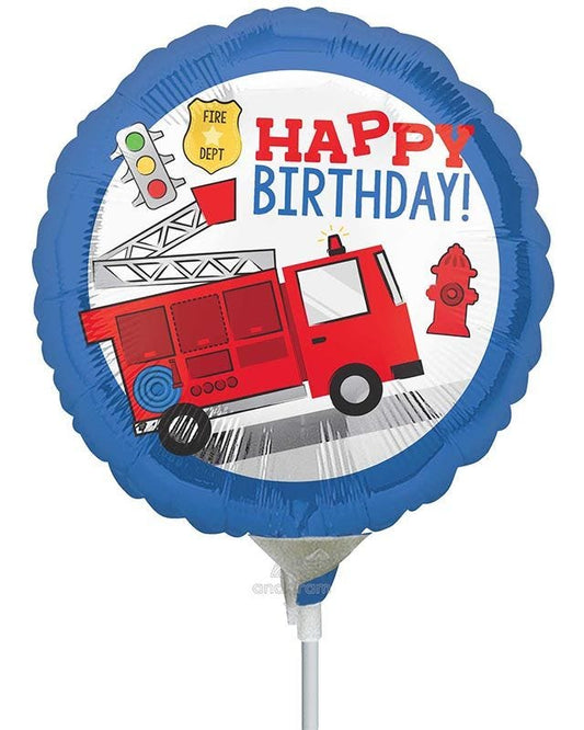Fire Engine Birthday Mini Air-filled Foil Balloon